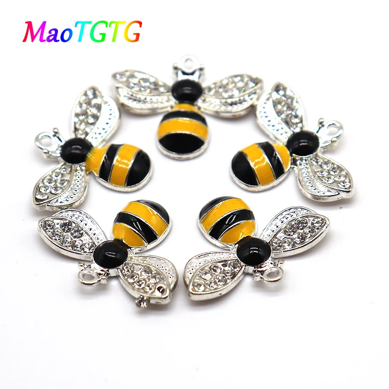 5pcs/lot Fashion Golden Bees Charms Pendant For Jewelry Making Necklace 23.5x18mm Bees Charms Pendant DIY Accessories Wholesale