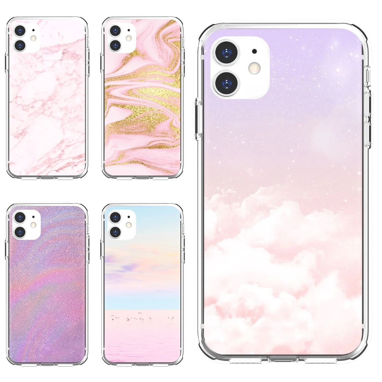 Silicone Phone Bag Case For Samsung Galaxy A12 A31 A41 A51 A71 A20e A21s M30 A10 A30 A40 A50 A60 A70 Pastel-Pink-Wallpaper | Мобильные