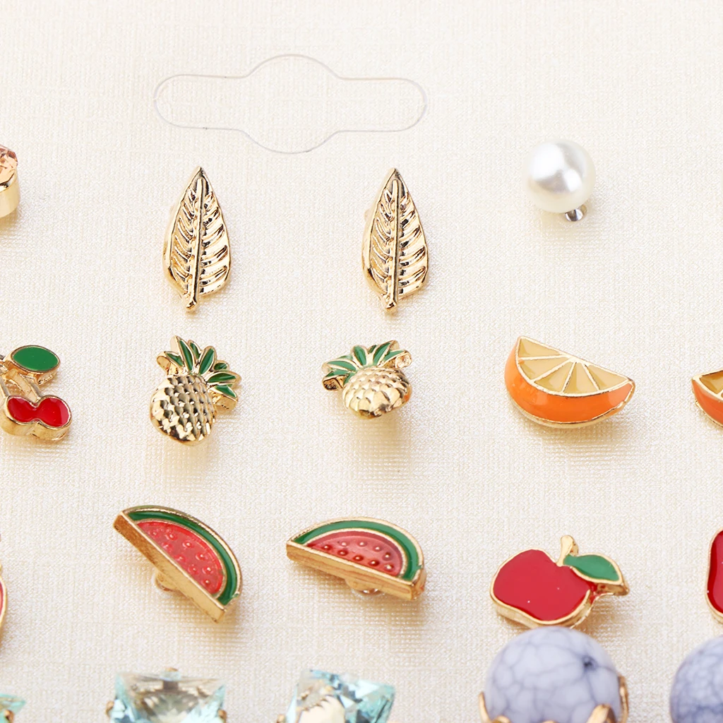 12 Pairs Women Girl Cute Fruit Earrings Pineapple Cherry Stud Earrings Set