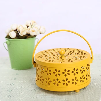 

Practical Mosquito Coil Holder Incense Burner Home Classical Case Garden With Handle Anti Scald Metal Durable Hollowed Rack