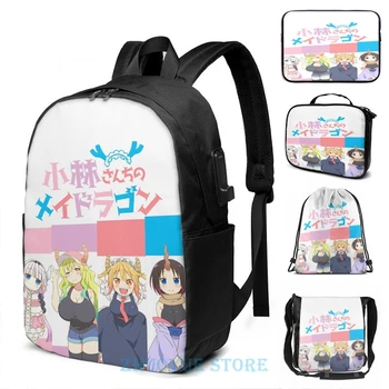 

Funny Graphic print Miss Kobayashi's Dragon Maid(2) USB Charge Backpack men School bags Women bag Travel laptop bag