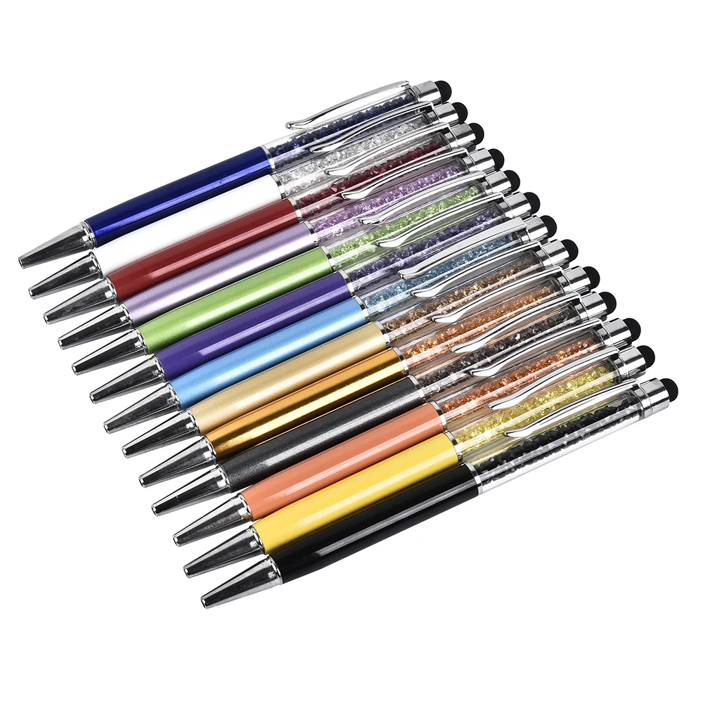 50 наборов персонализированный гравированный Кристалл алмазные металлические ручки Свадебные сувениры шариковая детская душевая Подарочная сенсорная экранный конденсатор ручки - Цвет: Mixed Color