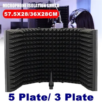 

3/5 Plate Foldable Recording Microphone Wind Screen Board Sound-absorbing Cover Isolation Shield Acoustic Foam Soundproof Panel