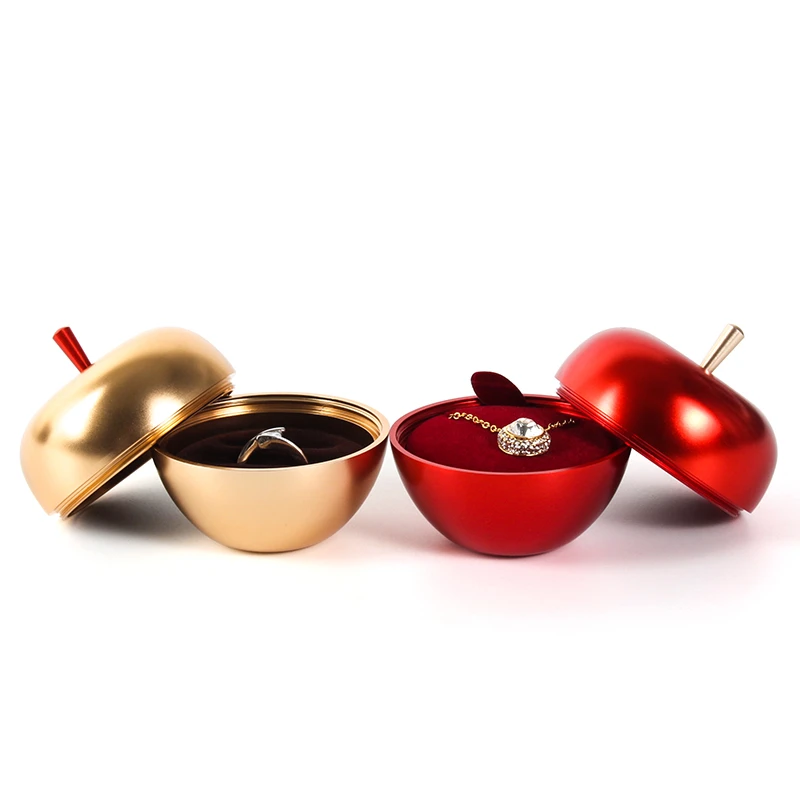 The New Listing Apple Shaped Mini Storage Box Metal Case Wedding Favor Organizer Container Jewelry Display Stand Gift Lovely