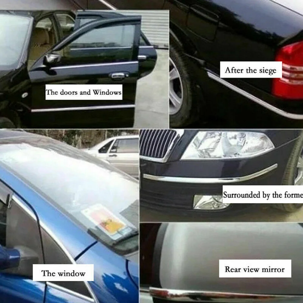 Авто Серебряная хромированная отделка полосы двери автомобиля края окна бампера украшения 10 футов/8 мм Материал: хромированный ABS