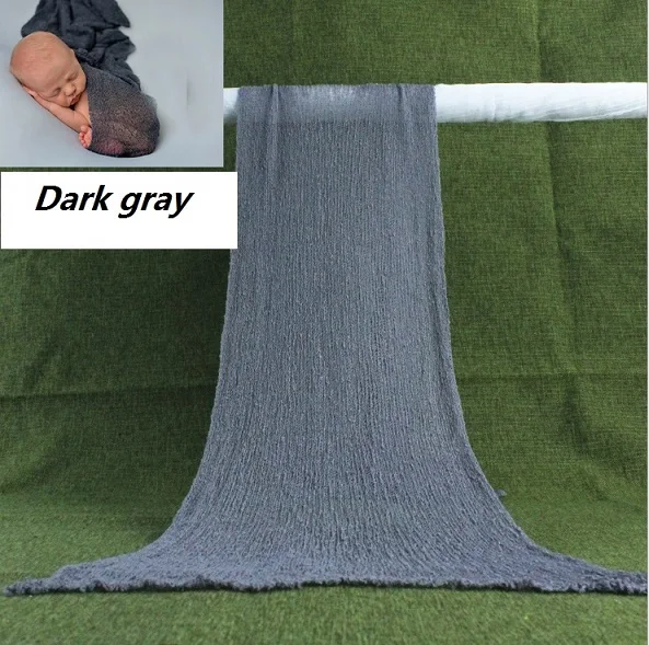 dark grey Реквизит для фотосессии новорожденных; хлопковая обертка для новорожденных; растягивающееся детское одеяло; фотосессия для младенцев - Цвет: dark grey
