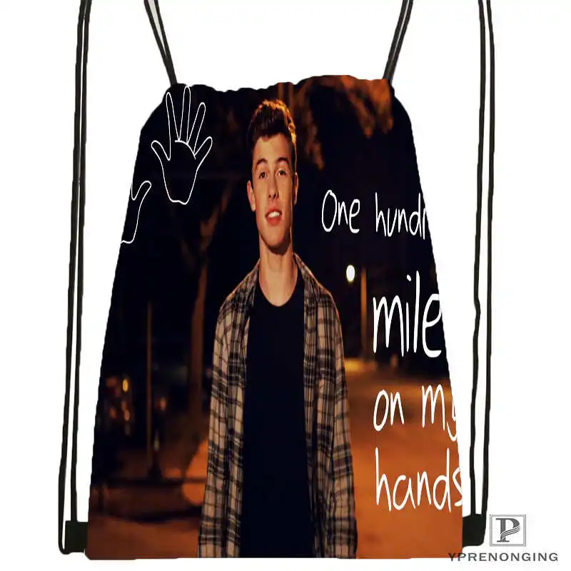 Drawstring Backpack CustomShawn Mendes#1 походная сумка на шнурке милый рюкзак для детей(черная спинка) 31x40 см#180531-02-41 - Цвет: Drawstring Backpack