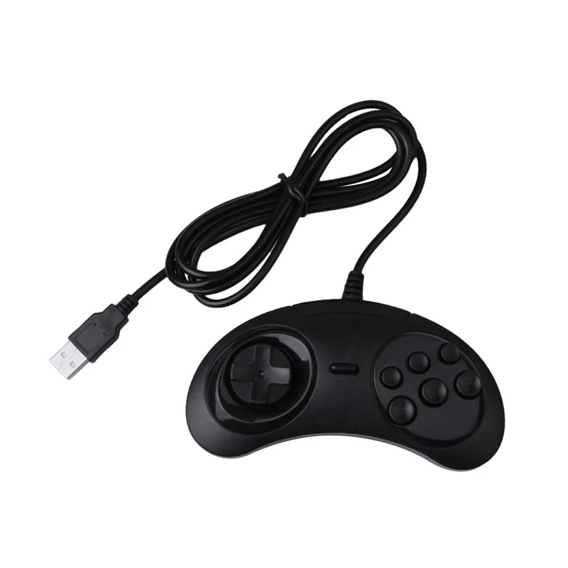 Gamepad Wired 6 Key Usb Game Controller Joypad For Sega Genesis Md Pc 2 Y1301 Mac Mega Drive Black Plastic Replacement Parts Accessories Aliexpress