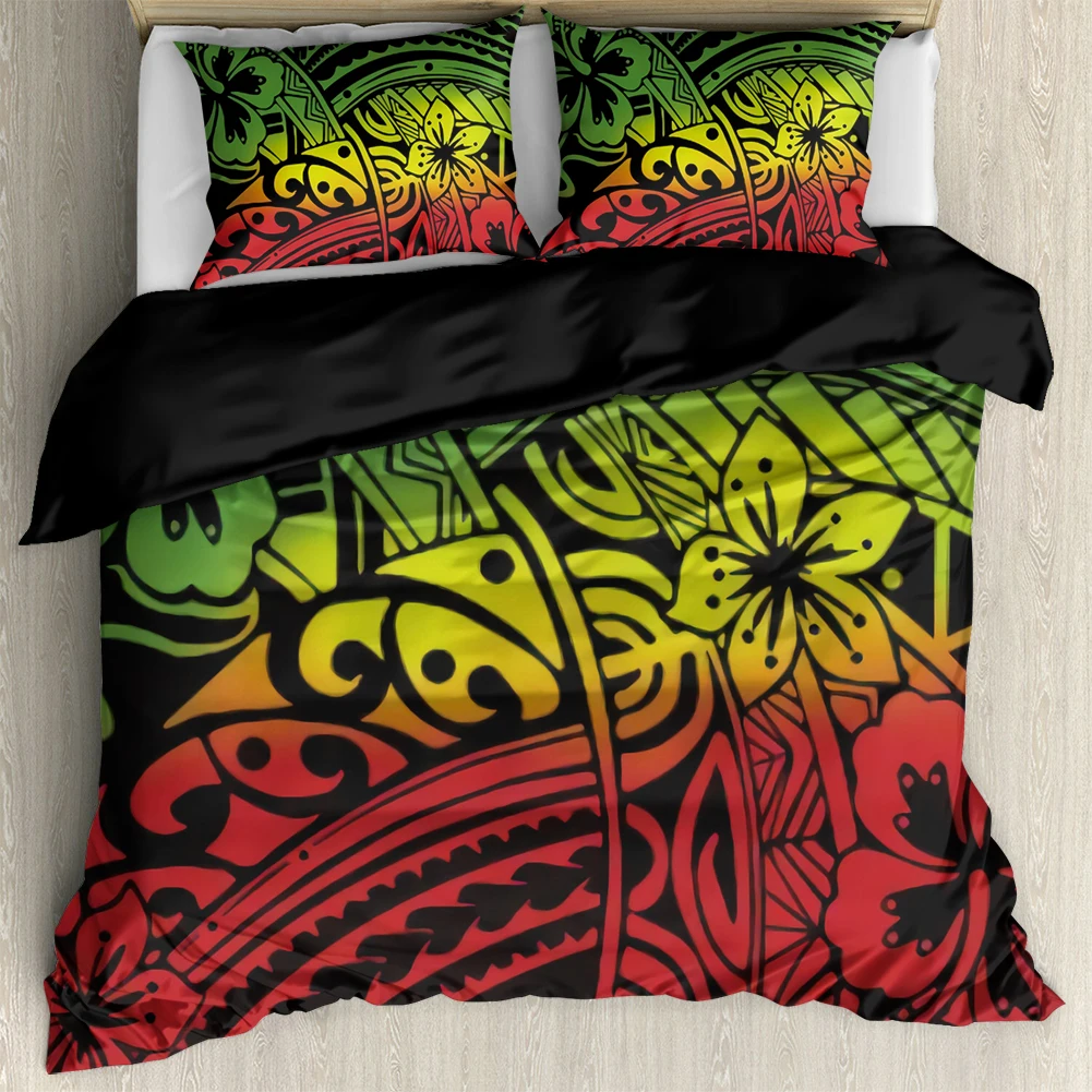 

Colorful Hibiscus Polynesian Pattern Comfort Duvet Cover Pillowslips Bedding Set Home Decoration Premium Quilt Cover Pillowcases
