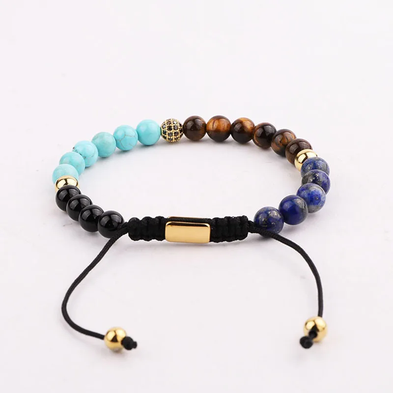 New Coming 6mm Natural Stone Tiger Eye Lapis Lazuli Beads Custom Macrame Bracelet Women Men Jewelry Gift - Image 3