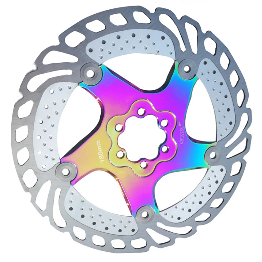 180mm Pads Quick Cool Stable With Screws Tool Outdoor Disc Brake Durable Floating Rotor Alloy Cycling Parts Sports Road Bike - Color: 180mm