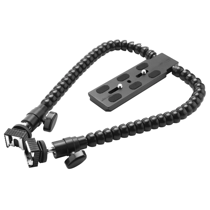 Flexible Dual Arm Hot Shoe Flash Bracket Mount Holder for Canon Nikon Pentax Macro Shot Camera Accessories flash holder photography accessory