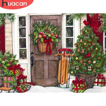 

HUACAN 5D DIY Diamond Painting Christmas Tree Diamond Embroidery Door Mosaic Landscape Picture Of Rhinestone Home Decoration