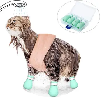 

Adjustable Pet Cat Paw Protector for Bath Soft Silicone Anti-Scratch Shoes Cat Grooming supplies Checking Cat Paw Cover