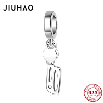 

New 925 Sterling Silver Kitchen knife shape charms Beads Fit Original JIUHAO Charm Bracelet Bangles Pendant DIY Jewelry
