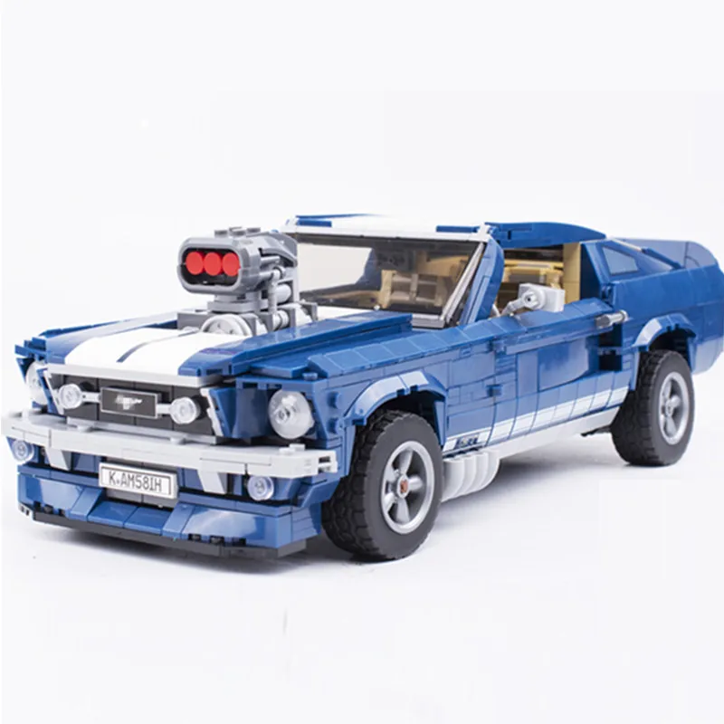 Baratos MOC creador experto técnico Retro 1960s Ford Mustang GT juegos de bloques de construcción de coches deportivos juegos de ladrillos modelo clásico Juguetes regalos