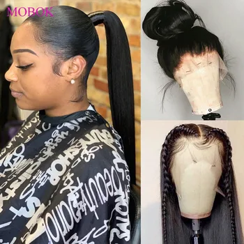 

Mobok Straight Lace Front Wig 13X4 Lace Frontal Wigs Brazilian Human Hair Remy 360 Lace Wig 150% Human Hair Wigs Pre Plucked