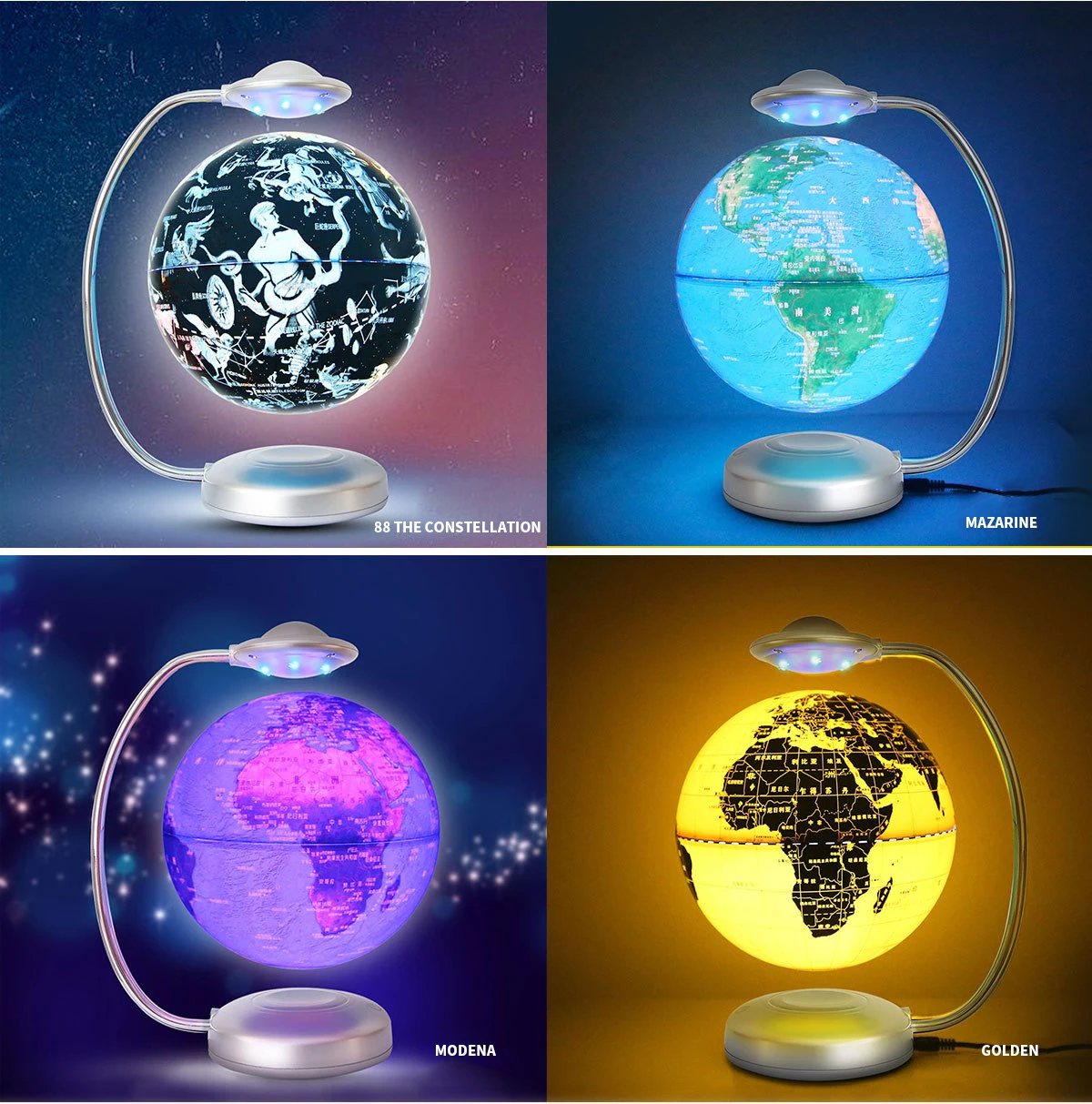 Магнитный левитационный Плавающий глобус, " антигравитационная карта мира Созвездие спиннинг шар с сенсорным управлением светодиодный светильник, Creativ