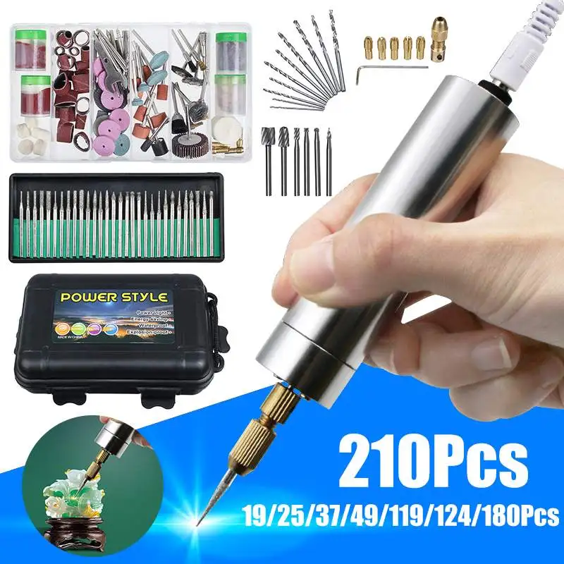 

USB DIY Mini Electric Grinder Set Handle Small Size Grinding Machine Carving Engraving Pen Trimming Milling Polishing Tool Kit