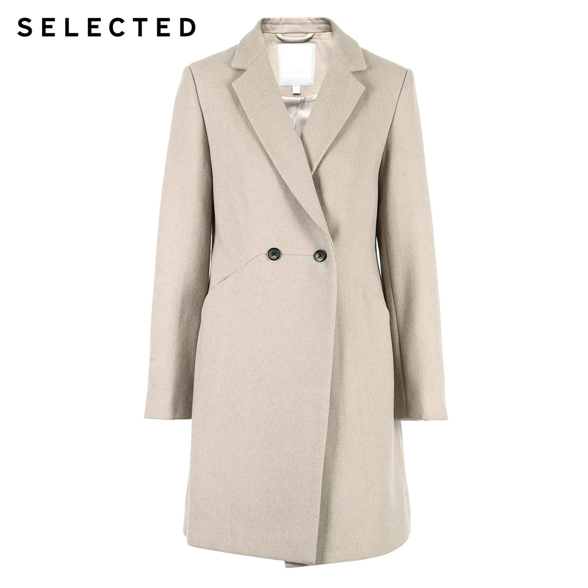 Выбранные Для женщин средней длины Однотонная одежда шерстяное пальто SIG | 419127506