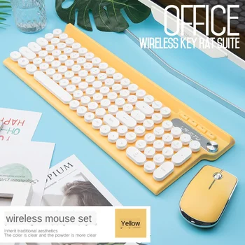 

Wireless rechargeable keyboard and mouse set waterproof Office mute retro punk wireless keyboard Girl Gift Office Supplies