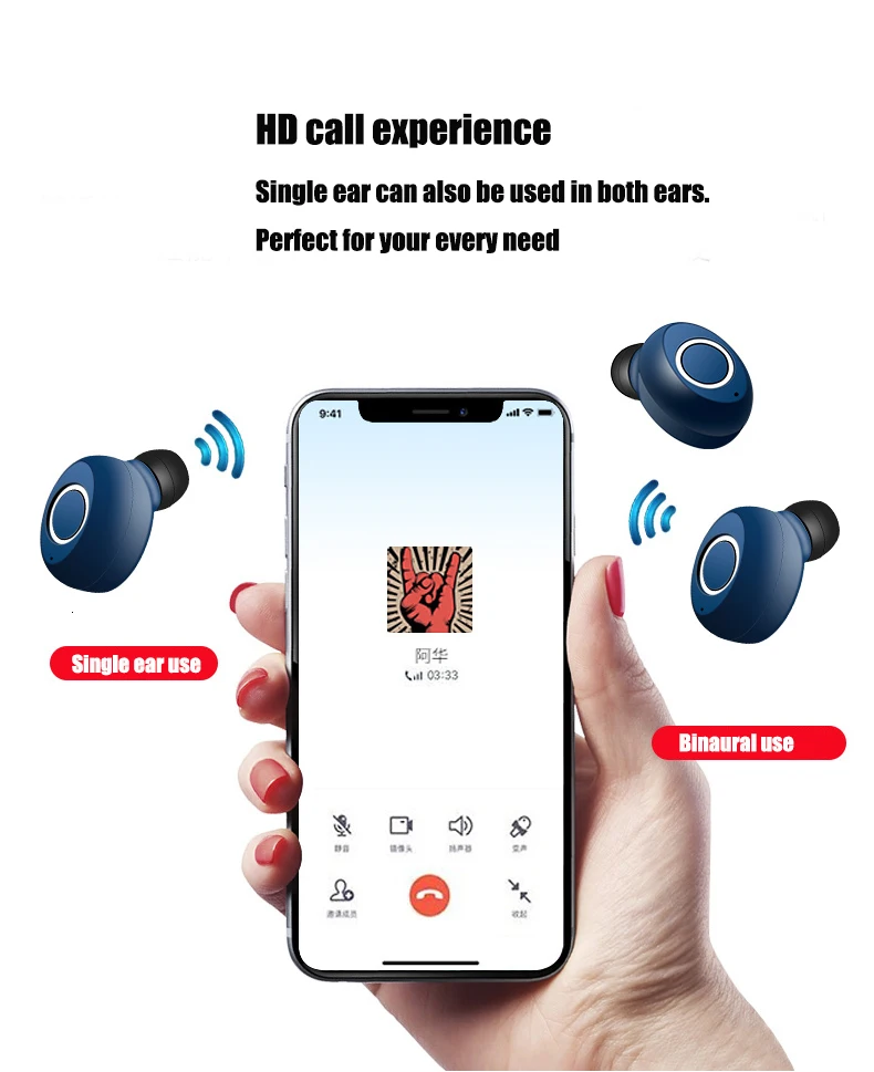Tws Bluetooth наушники, стерео беспроводные наушники, спортивные наушники с шумоподавлением, наушники без рук для мобильного телефона Xiaomi huawei