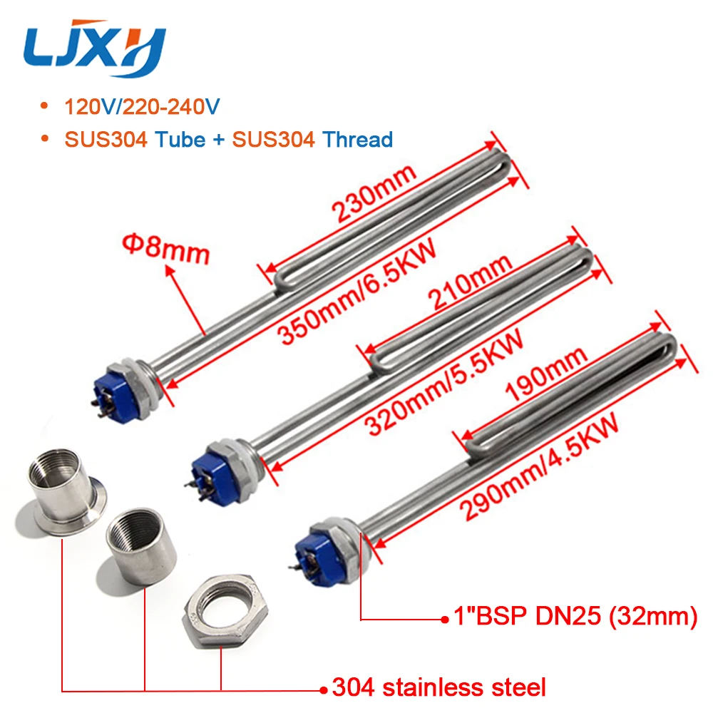 Ljxh 120v/220~240v Dn25 1bsp 32mm Thread Tube Heater Immersion Water  Heating Element All 304 Stainless Steel Low Watt Density - Electric Water  Heater Parts - AliExpress