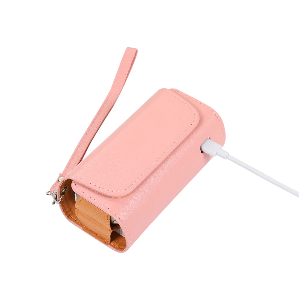 Чехол для электронной сигареты Iqos 3,0, кожаный чехол Iqos3 DUO, портативный чехол с веревкой для хранения сигарет - Цвет: Розовый