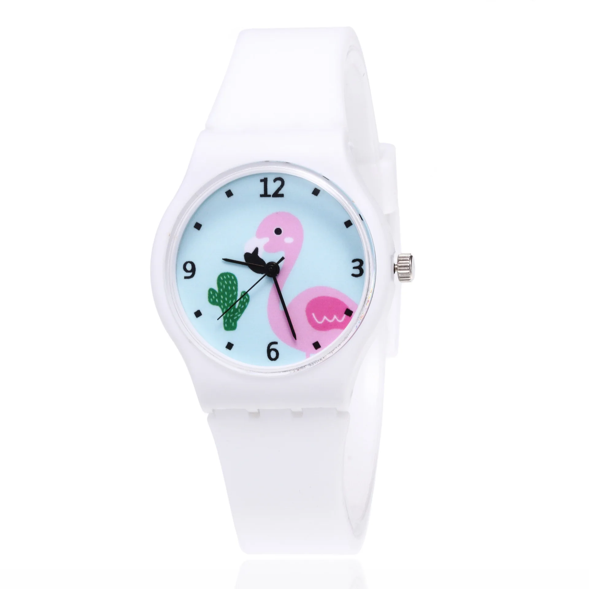 Новые модные силиконовые часы с фламинго для отдыха, женские кварцевые детские Студенческие часы - Цвет: Белый