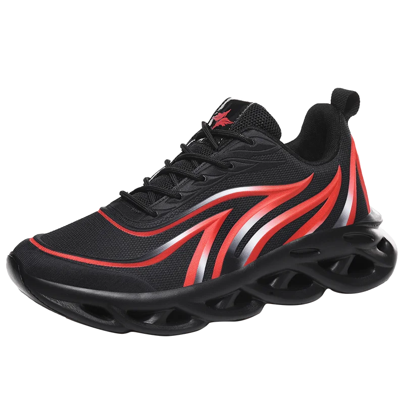 Повседневная обувь мужские ультралегкие модные удобные кроссовки мужские zapatillas hombre дышащие кроссовки для тренировок теннисные кроссовки masculino 45 46 - Цвет: black red 7790