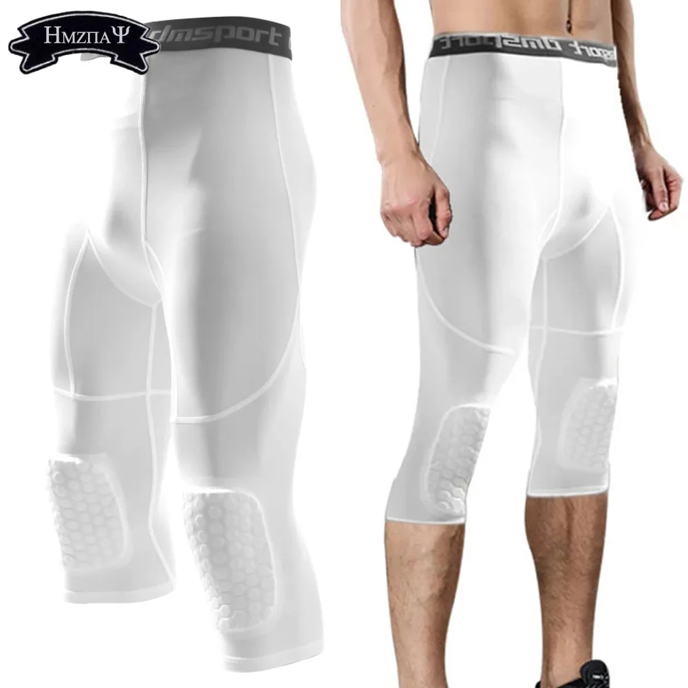 MensBasketballPaddedThreeQuarterTightsPantswithKneePadsfor