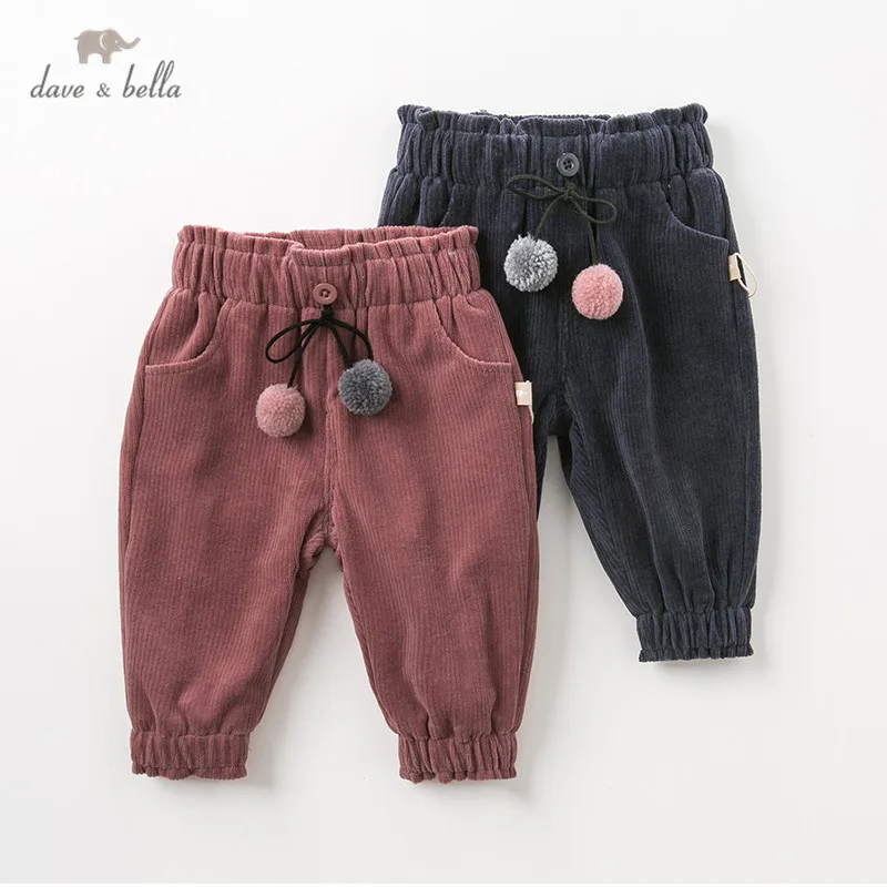 

DB12389 dave bella winter baby girls fashion ball pockets solid pants children full length kids pants infant toddler trousers