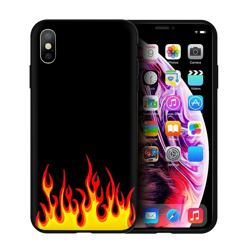 EWAU для увлеченных искусством пламени Мягкий силиконовый чехол для телефона iPhone 5 5S SE 6 6s 7 8 plus X XR XS Max - Цвет: B3