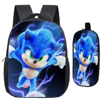 

New Flim Mochila Bookbag Sonic Mini Backpack Morral School Bags for Girls Boys Toddler Small Kids Backpack with Pencil Case