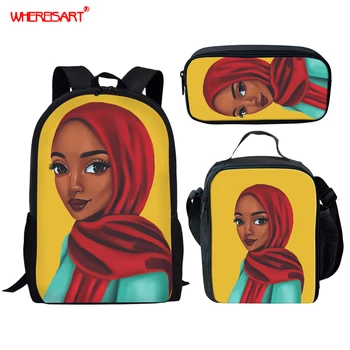 

WHEREISART Melanin Poppin Black Girl School Bags for Teenage Travel Backpack Women Girls Bag Drop Shipping Mochila Feminina