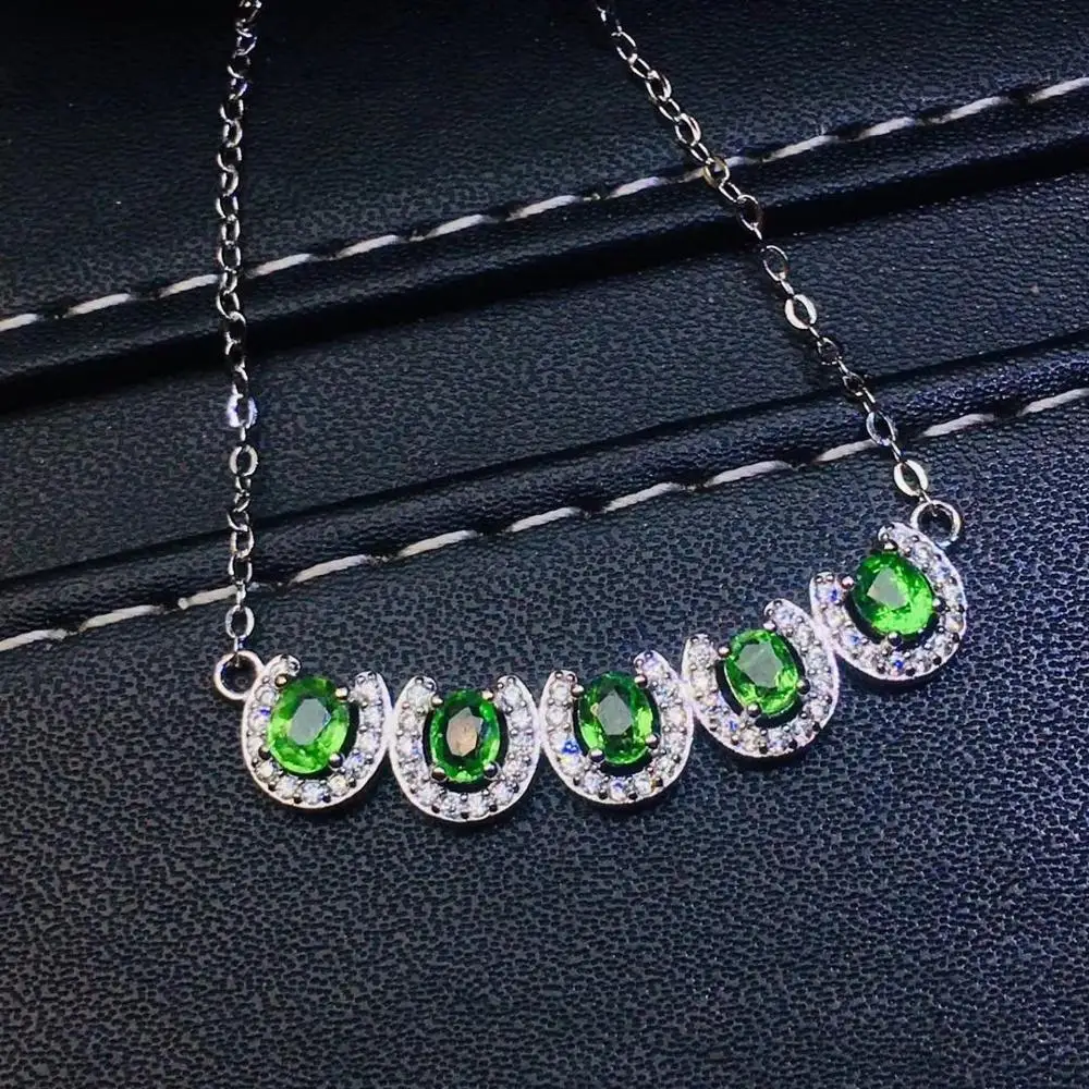 Natural green garnet stone Necklace 