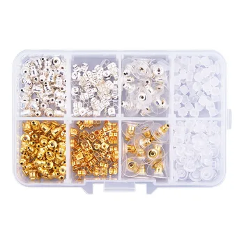 

1 Box Brass and Plastic Earnut 5 Types Sets Earring Studs for Jewelry Making