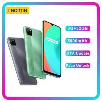 

Realme C11 Global Version OTA Update RAM 2GB ROM 32GB 6.5inch 5000mAh 3-Card Slot Android Smartphone 13MP Camera Telephone