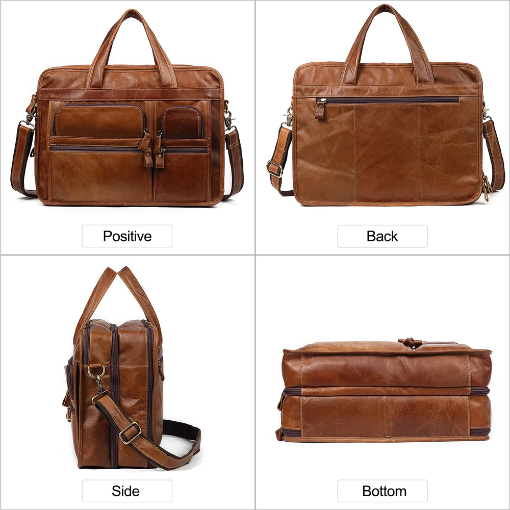 JOYIR Genuine Leather Men‘s’ Briefcase Laptop Casual Business Tote Bags Shoulder Crossbody Bag Men's Handbags Large Travel Bag 2