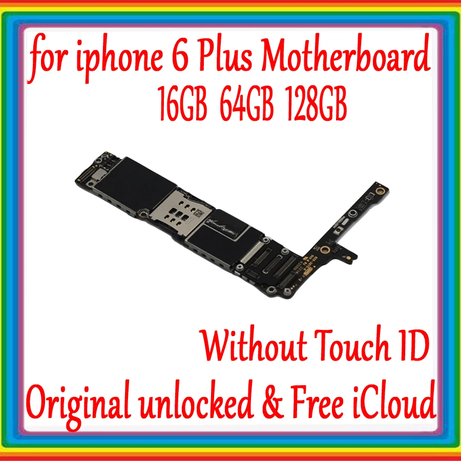 16GB 64GB 128GB for iphone 6 Plus Motherboard with/No Touch ID Original unlocke for iphone 6 Plus Mainboard With full Chips