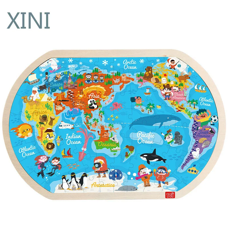 

45*30 CM Large The World Map Puzzle Kids Wooden Toys Children Early Learning Education Toys for Child Map of World jigsaw Puzzle