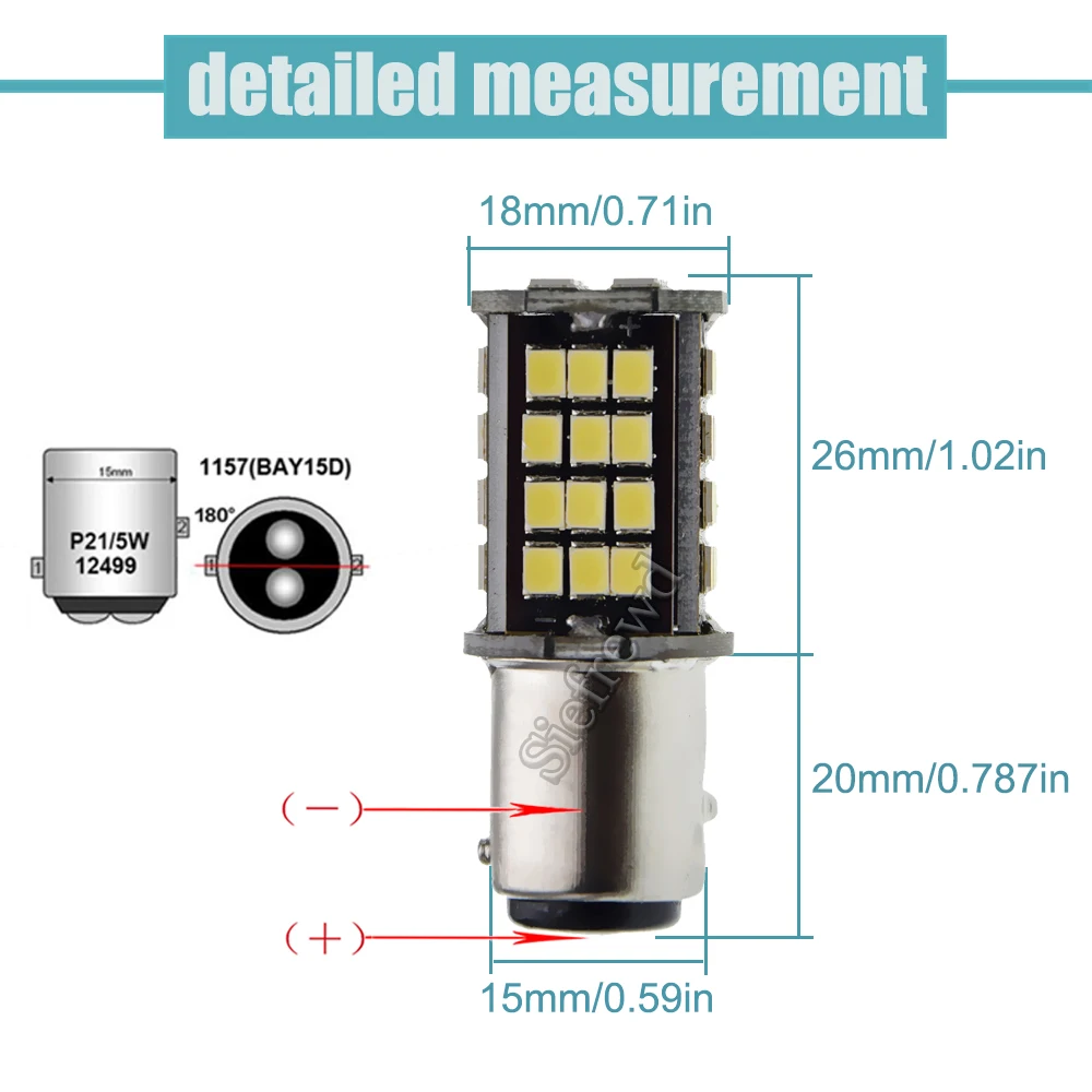 2 Ampoules LED 1157 6V Blanc - Feu Arrière Frein 56 LED