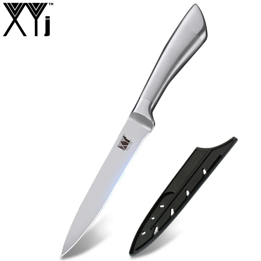 XYj 6 шт набор кухонных ножей из нержавеющей стали, серебристые Нескользящие ручки, острые высокоуглеродные лезвия, кухонные ножи, аксессуары для приготовления пищи - Цвет: F.5 utility knife