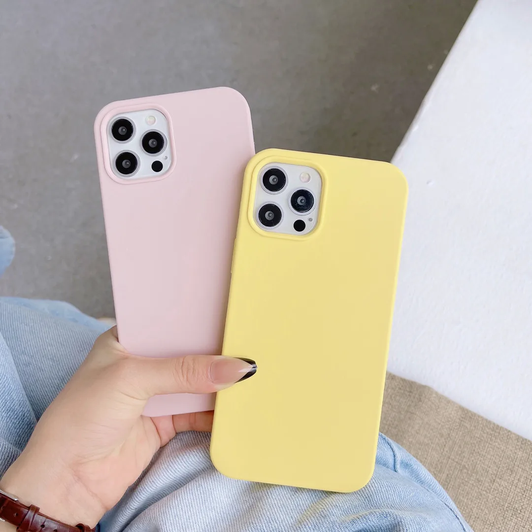 Luxury Original Liquid Silicone Solid for IPhone 13 12 11 Pro Max Case for IPhone 11 Xr Xs MAX 7 8  Soft Tpu Back Cover Fundas cute iphone 12 pro max cases