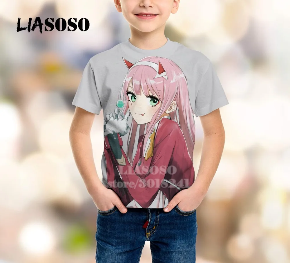 Детский свитер с принтом «Zero Two» футболка с 3D принтом «Darling In The Franxx» Детский свитер для подростков с короткими рукавами для мальчиков и девочек B169-03
