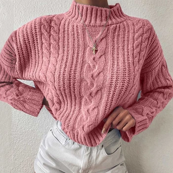 

Twist Turtlenecks Sweaters For Women Fashion Slim Cropped Jumpers Knitwear Autumn Fashion Solid Pullover Female Basic