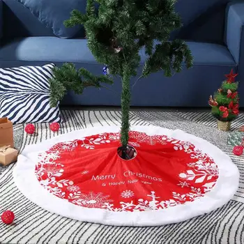 

Christmas Tree Skirt, 48inch Snowflake Pattern Plush Tree Mats for Party Home Decorations