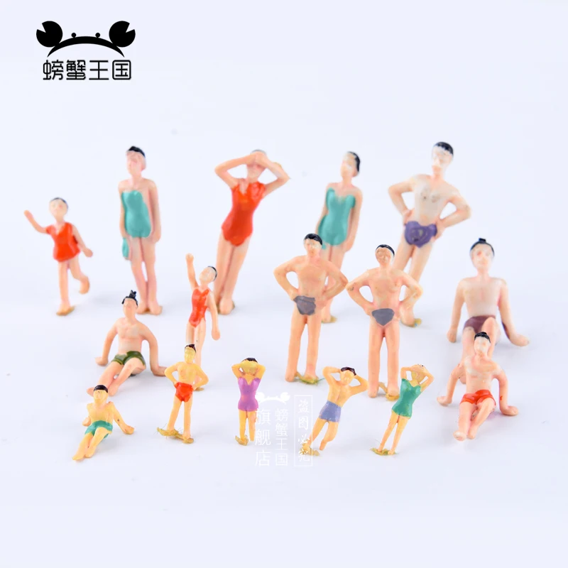 그린 송진 피규어 1/75 1/100 1/150 HO N 체중계 미니어처 피규어, 수영하는 사람들 수영장 해변 풍경 플라스틱 공예 장난감, 20 개