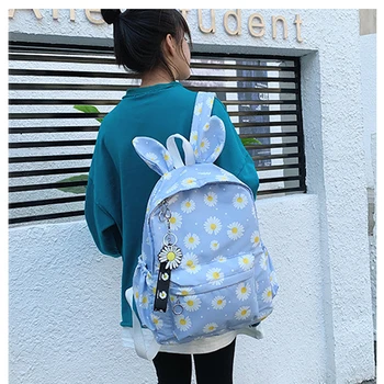 

Teen Girls School Bag Backpack Women Printing Flowers Nylon Bookbags Large Capacity Teenagers Girls Schoolbag College Wind