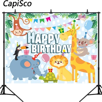 

Capisco Woodland Jungle Safari Party Photo Backdrop Animals Forest Photography Background Happy Birthday Theme Party Decoration